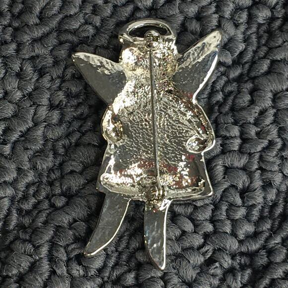 Christmas Angel Pin‎ Brooch Silver Tone with Red & Green Enamel Accents - Picture 3 of 9